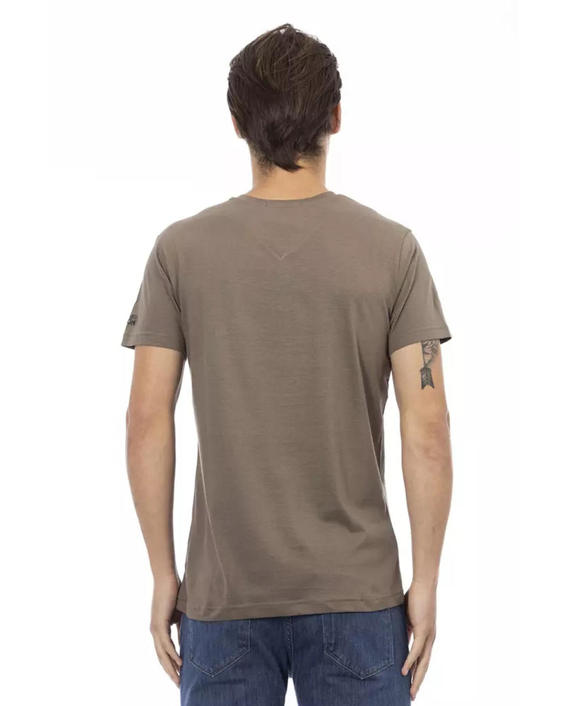 Short Sleeve V-Neck T-Shirt with Front Print 3XL Men