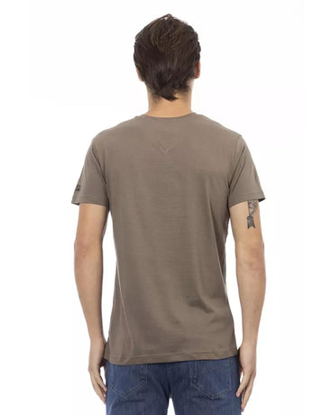 Short Sleeve V-Neck T-Shirt with Front Print M Men