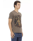 Short Sleeve V-Neck T-Shirt with Front Print 2XL Men