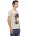 Short Sleeve V-Neck T-Shirt with Front Print 3XL Men