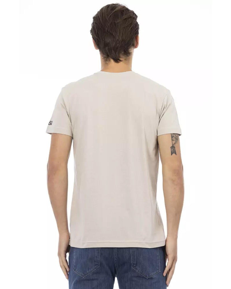 Short Sleeve V-Neck T-Shirt with Front Print L Men