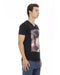 V-neck Short Sleeve T-shirt with Front Print 3XL Men