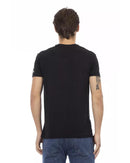 V-neck Short Sleeve T-shirt with Front Print M Men