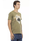 Front Print V-Neck Short Sleeve T-shirt L Men