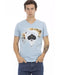 Short Sleeve V-Neck T-shirt with Front Print 3XL Men