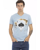 Short Sleeve V-Neck T-shirt with Front Print L Men