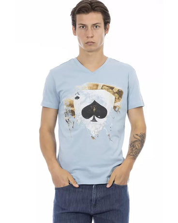 Short Sleeve V-Neck T-shirt with Front Print 2XL Men