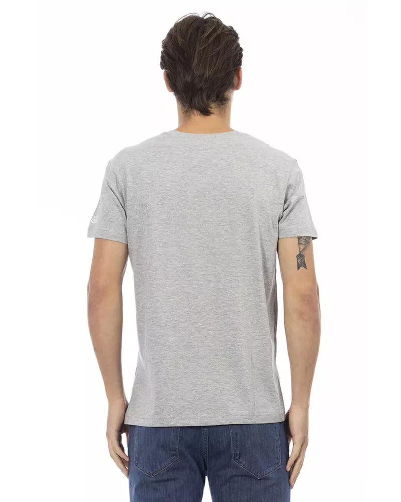 Short Sleeve T-shirt with V-neck and Front Print L Men