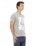 Short Sleeve T-shirt with V-neck and Front Print S Men