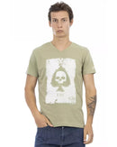 Printed V-neck Short Sleeve T-shirt L Men