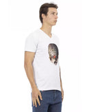 Short Sleeve T-shirt With V-neck. Front Print. L Men