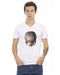 Short Sleeve T-shirt With V-neck. Front Print. S Men