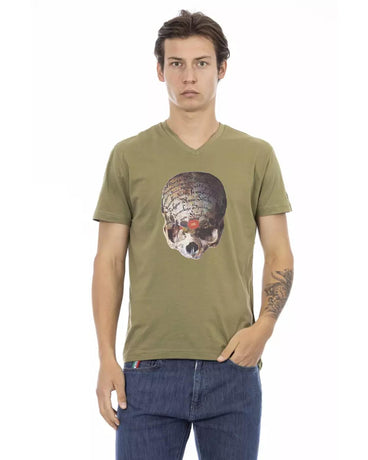 Short Sleeve T-shirt with V-neck and Front Print 3XL Men