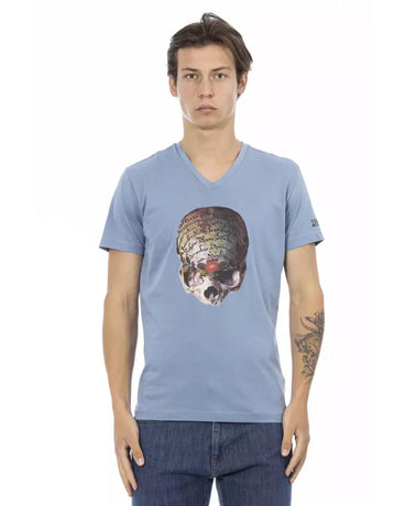 Short Sleeve T-shirt with V-neck and Front Print XL Men