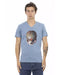 Short Sleeve T-shirt with V-neck and Front Print XL Men