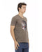 Short Sleeve V-neck T-shirt with Front Print 3XL Men