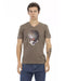 Short Sleeve V-neck T-shirt with Front Print L Men