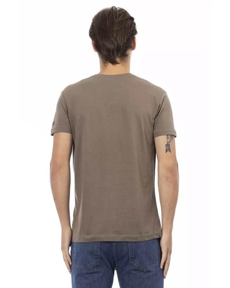 Short Sleeve V-neck T-shirt with Front Print L Men