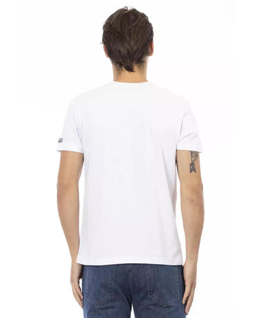 Short Sleeve T-shirt With V-neck - Front Print L Men