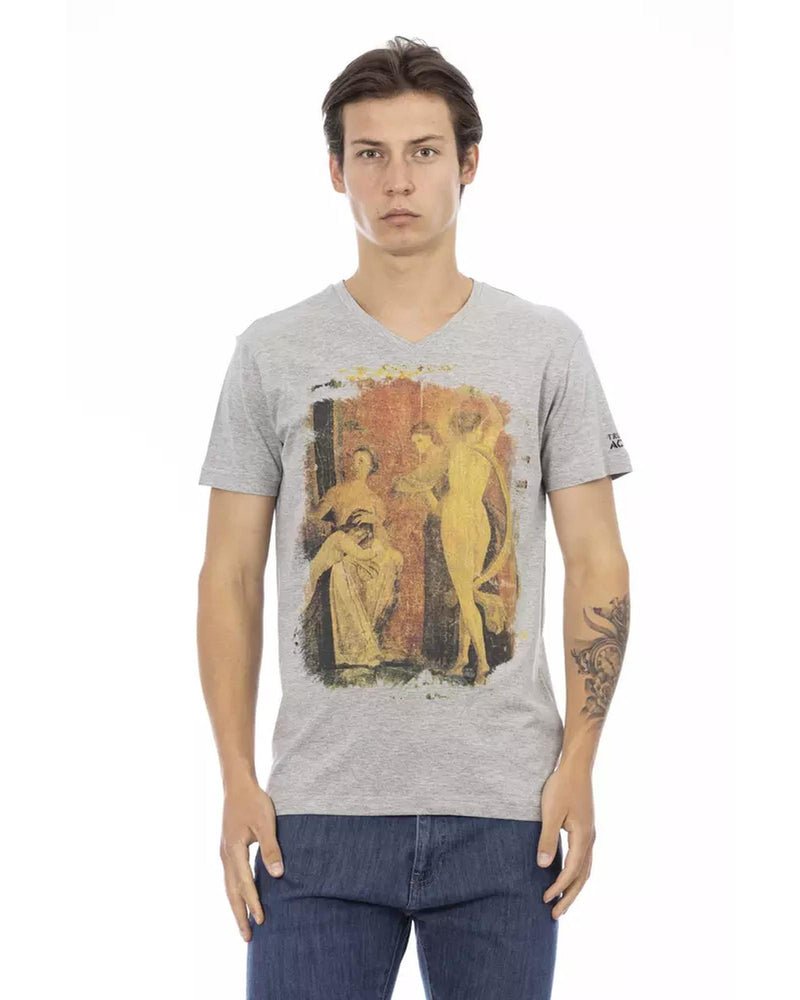 Front Print Short Sleeve V-Neck T-Shirt S Men