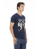 Short Sleeve T-shirt with V-neck and Front Print 3XL Men