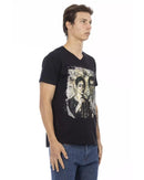 Short Sleeve T-shirt with V-neck and Front Print 3XL Men