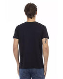 Short Sleeve T-shirt with V-neck and Front Print M Men