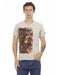 Short Sleeve V-Neck T-shirt with Front Print 3XL Men