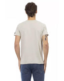 Short Sleeve V-Neck T-shirt with Front Print 2XL Men