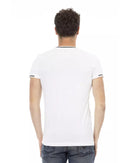 Short Sleeve T-shirt with V-neck and Chest Print