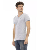 Short Sleeve T-shirt with V-neck and Print 2XL Men