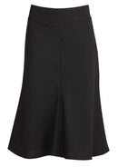 Womens Fluted 3/4 Length Below Knee Skirt Work Business - Black - 26