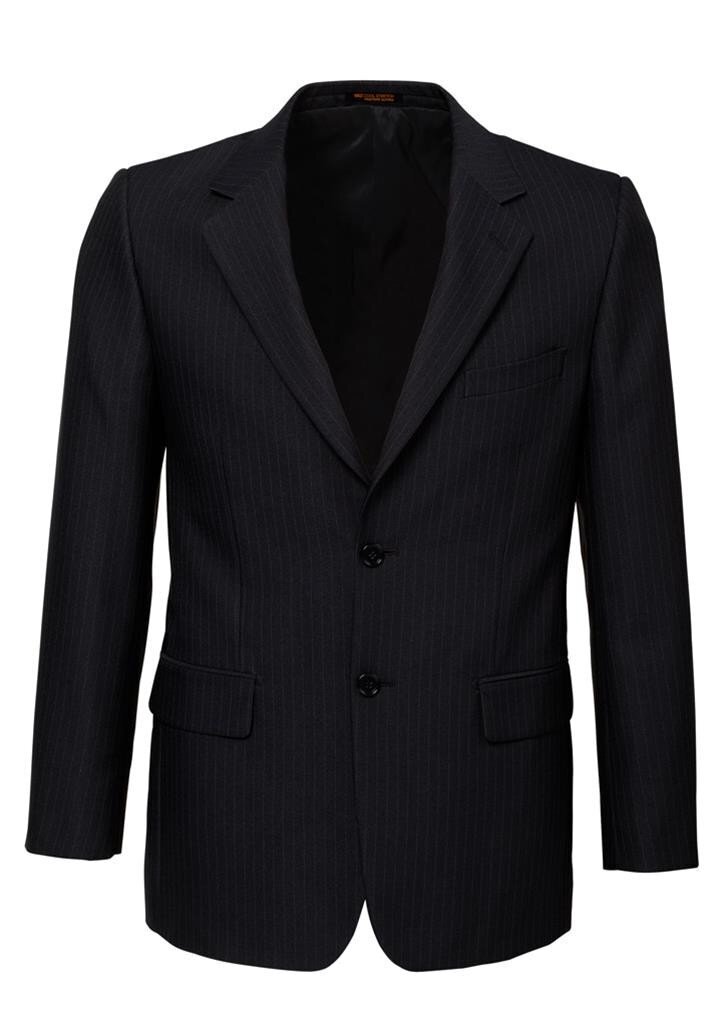 Mens Single Breasted 2 Button Suit Jacket Work Business - Pin Striped - Black - 102