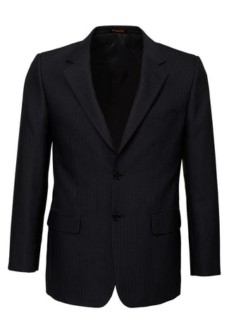 Mens Single Breasted 2 Button Suit Jacket Work Business - Pin Striped - Black - 107