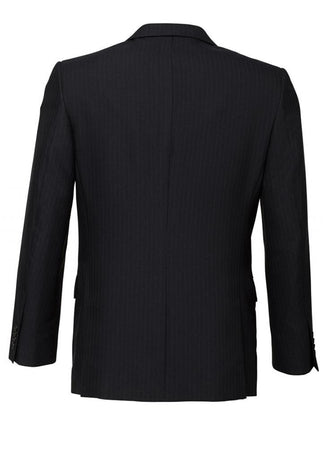 Mens Single Breasted 2 Button Suit Jacket Work Business - Pin Striped - Black - 112