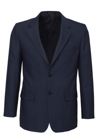 Mens Single Breasted 2 Button Suit Jacket Work Business - Pin Striped - Navy - 92