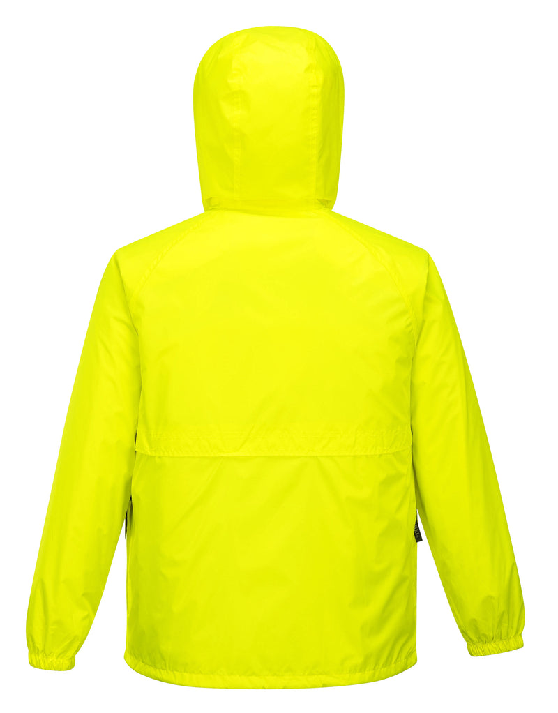 HUSKI STRATUS RAIN JACKET Waterproof Workwear Concealed Hood Windproof Packable - Yellow Fluro - XL