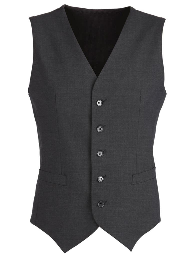 Mens Wool Blend Vest w/ Knitted Back Waistcoat Sleeveless Wool Blend - Charcoal - 112