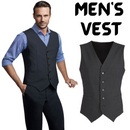 Mens Wool Blend Vest w/ Knitted Back Waistcoat Sleeveless Wool Blend - Charcoal