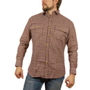 Mens FLANNELETTE SHIRT Check 100% COTTON Flannel Vintage Long Sleeve - 97 (Full Placket) - L