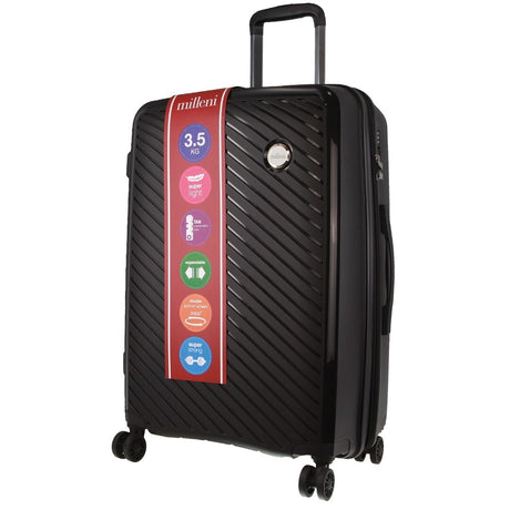 Milleni Hardshell Checked Luggage Bag Travel Suitcase 65cm (82.5L) - Black