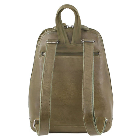 Milleni Women Ladies Italian Leather Backpack Girl School Travel Bag Pack Olive