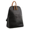 Milleni Ladies Genuine Italian Leather Backpack Bag Twin Zip - Black/Cognac