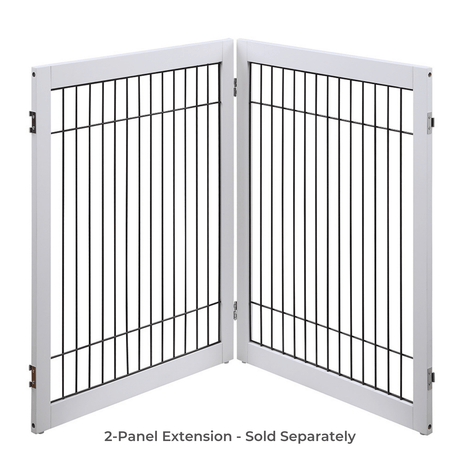 Wooden Dog Pen and Six Panel Pet Gate, White