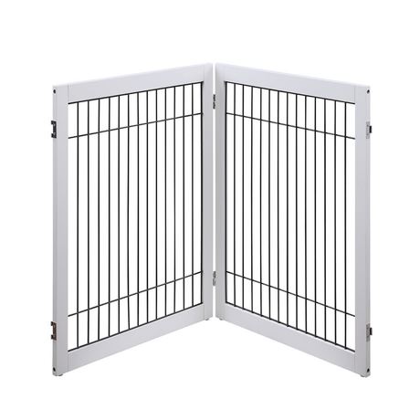 Wooden Dog Pen and Pet Gate Two-Panel Extension, White