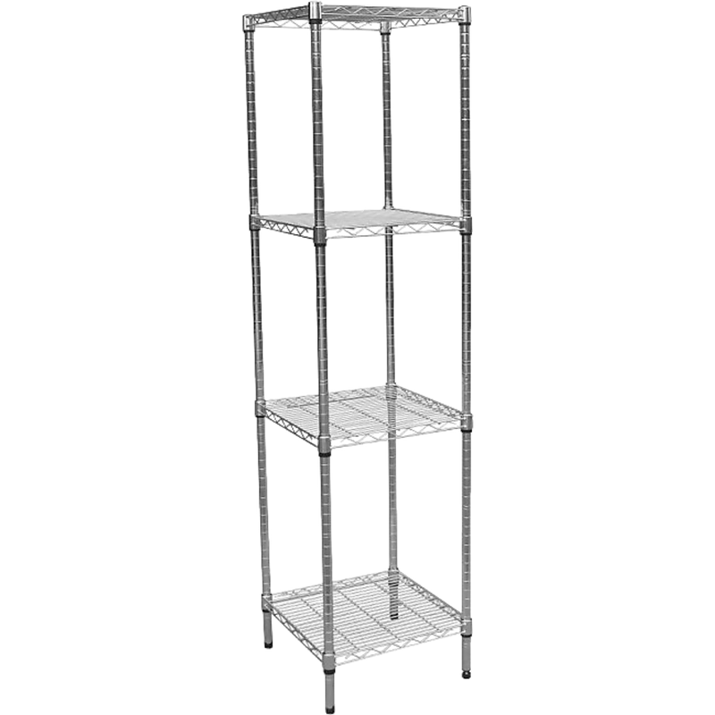 Modular Chrome Wire Storage Shelf 450 x 450 x 1800 Steel Shelving