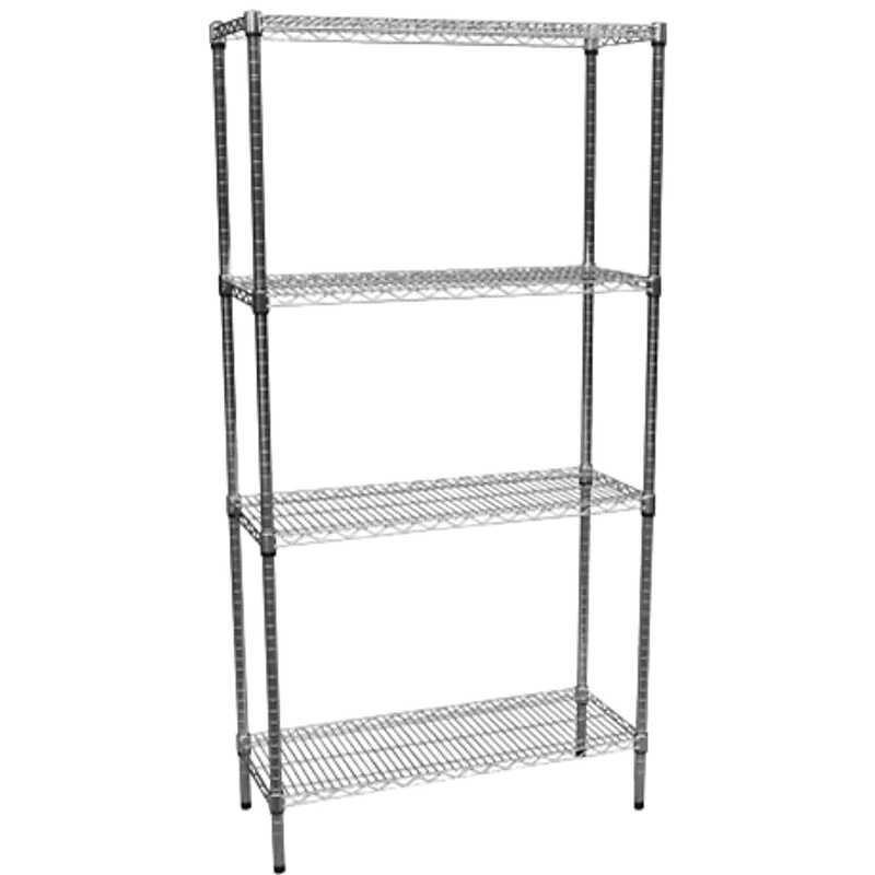 Modular Chrome Wire Storage Shelf 900 x 350 x 1800 Steel Shelving