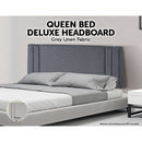 Linen Fabric Queen Bed Deluxe Headboard Bedhead - Grey