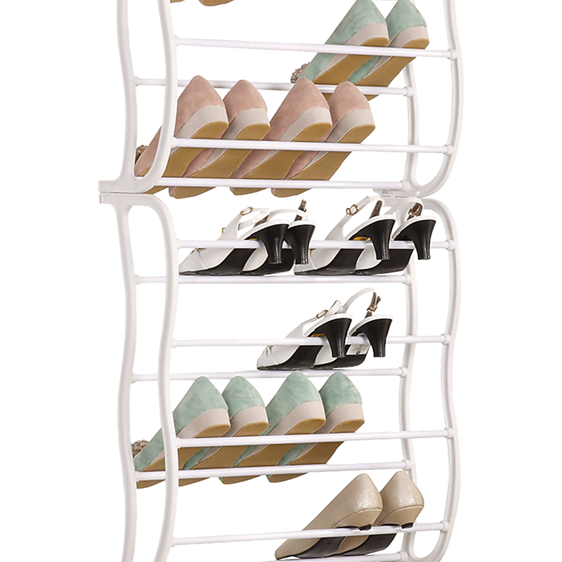 36 Pair Shoe Holder Organiser Over The Door Hanging Shelf Rack Storage Hook