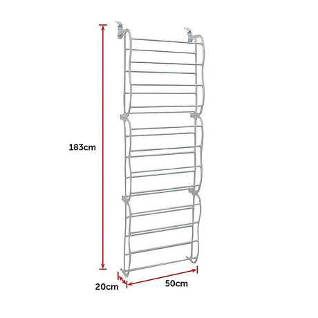 36 Pair Shoe Holder Organiser Over The Door Hanging Shelf Rack Storage Hook